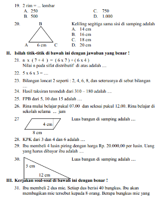 soal matematika kelas 4 semester 2 pdf