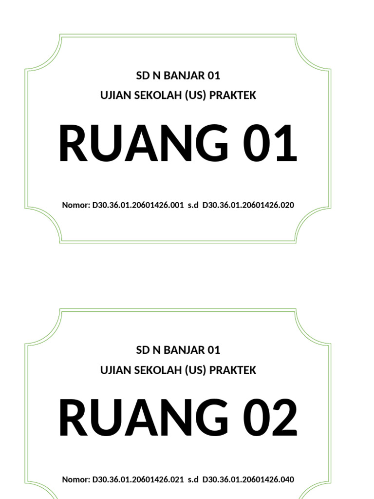 Nomor Ruang Ujian PDF