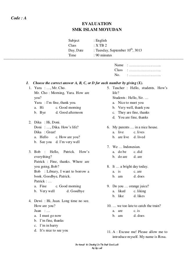 Soal Grammar Bahasa Inggris Smp