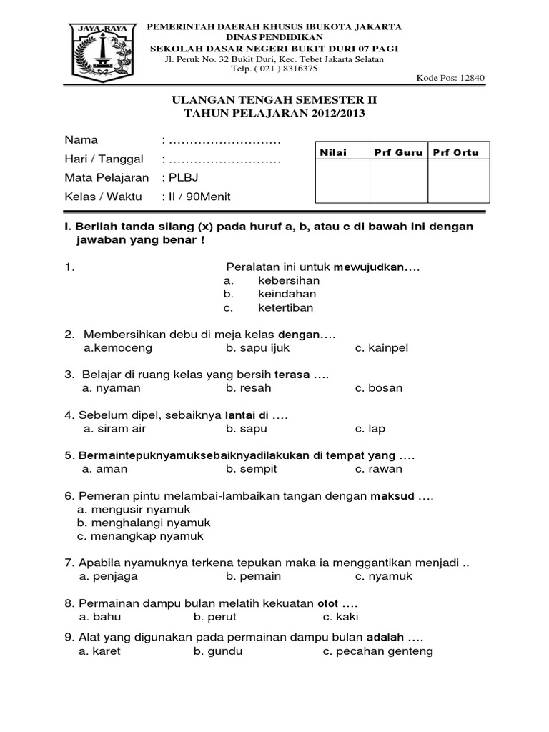 7 Bank Soal PLBJ Kelas 1 SD Semester 2 Siap Cetak, Ternyata Ini Rahasia Nilai Sempurna
