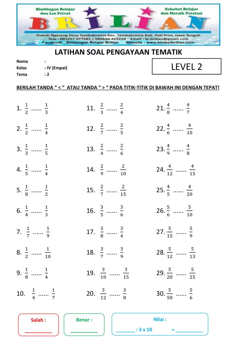 7 Lembar Soal Pecahan Kelas 4 PDF Siap Cetak, Jangan Sampai Kelewatan