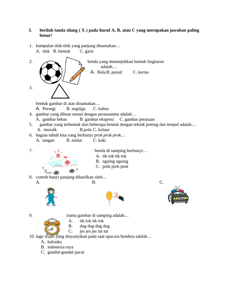 Soal Pilihan Ganda dan Isian Seni Budaya PDF