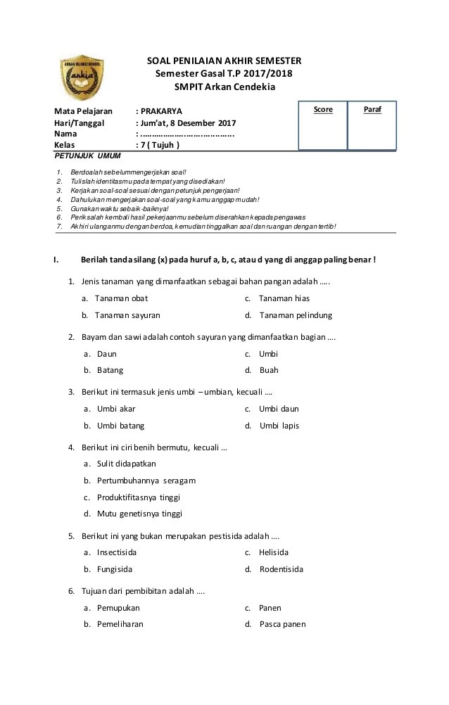 Contoh Soal Uas Prakarya Kelas 11 Semester 1 - Psittacula1