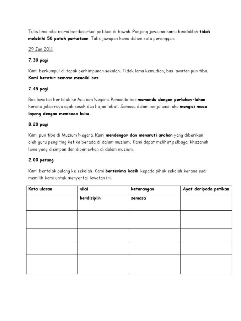 Nilai Murni dari Lawatan Sekolah PDF Nilai Murni dari Lawatan Sekolah PDF