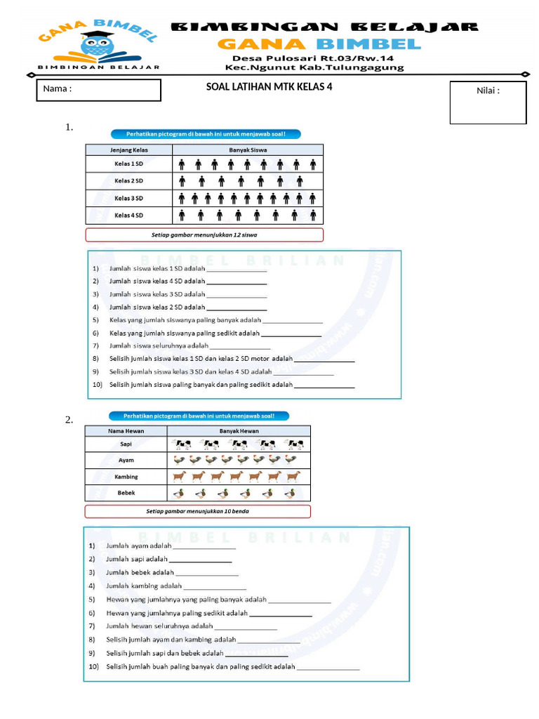 Soal Latihan Matematika Kelas 4 PDF Soal Latihan Matematika Kelas 4 PDF