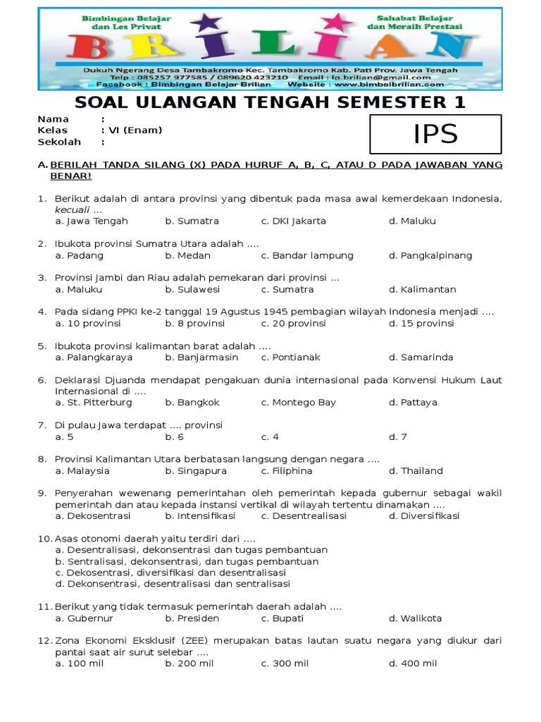 5 Contoh Soal IPS Kelas 6 Bab 3 Benua yang Wajib Dikuasai Siswa 2026