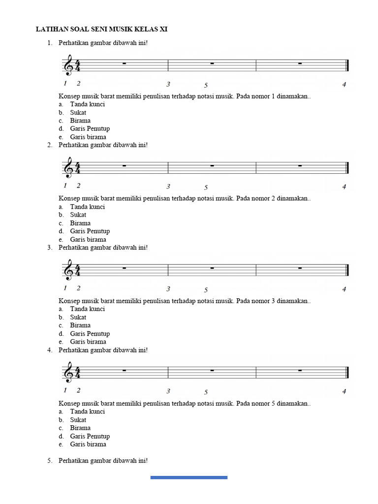 Latihan Soal Musik Kelas XI PDF