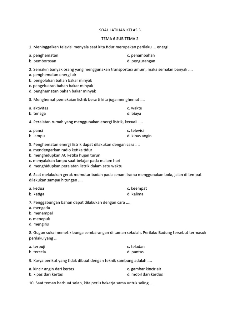 10 Tips Jitu Mengerjakan Latihan Soal Tematik Tema 3 Sub Tema 4 Kelas 1 Supaya Nilai Naik