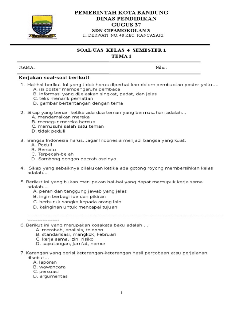 7 Rahasia latihan soal semester 1 kelas 4 tema 1 terbukti bikin nilai tinggi sebelum ujian