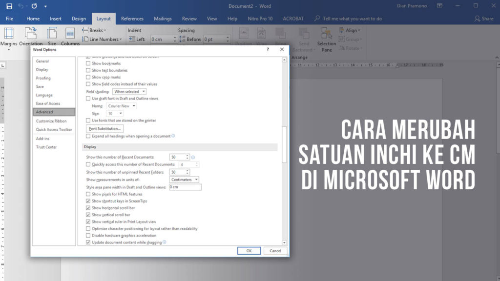 Cara Merubah Satuan Inchi ke CM di Microsoft Word - Tutorial Word Cara Merubah Satuan Inchi ke CM di Microsoft Word - Tutorial Word