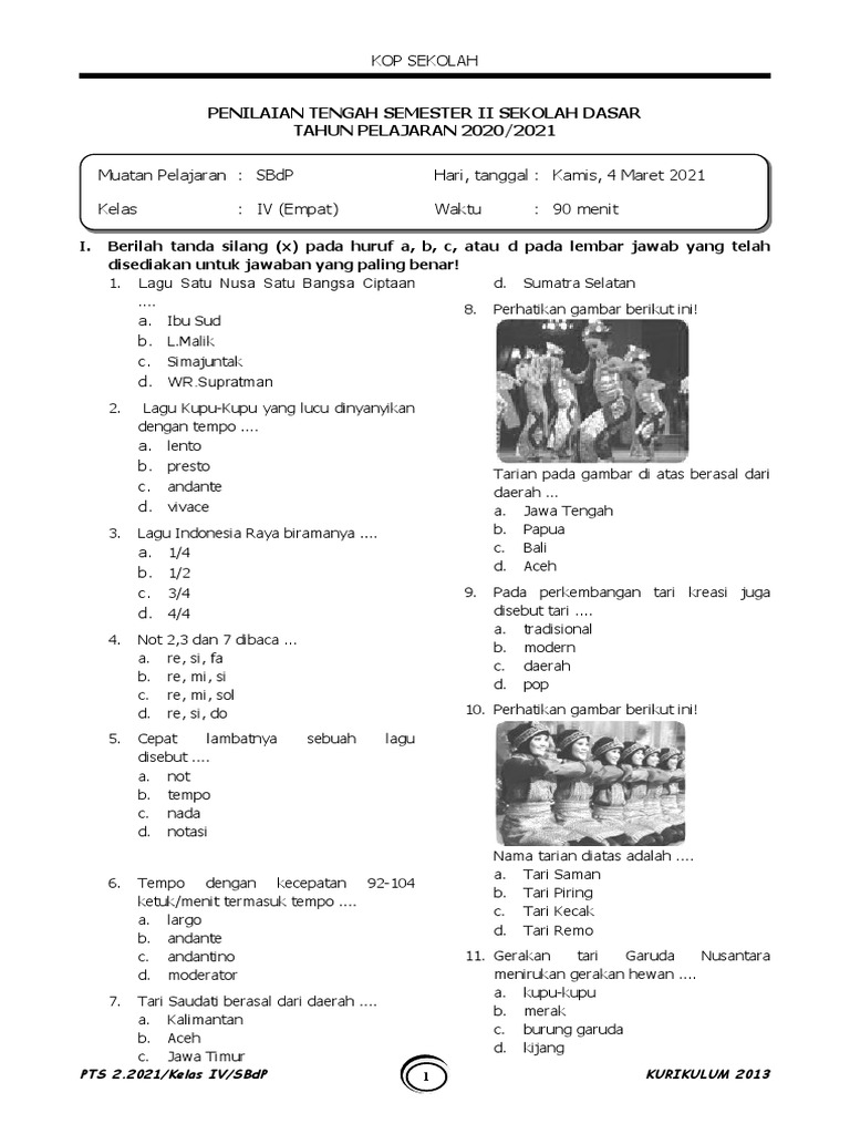 Rahasia Download Soal PTS SBDP Kelas 4 Semester 2 Revisi 2018 Sebelum 2026 Dimulai
