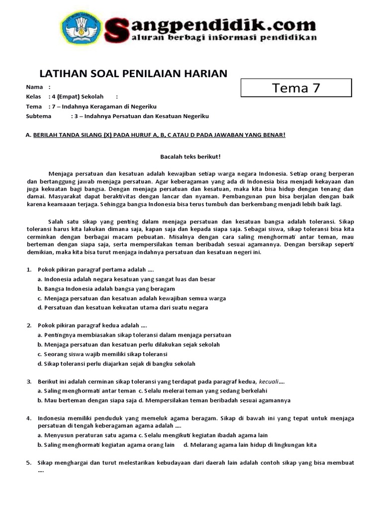 Rahasia Nilai 100 Terungkap Lewat Latihan Soal Tematik Kelas 4 Tema 7 Subtema 3 yang Wajib Kamu Coba di 2026