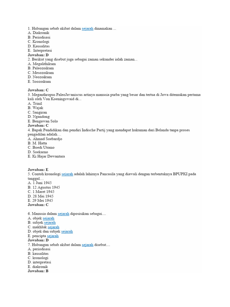 latihan soal sejarah kelas 10 latihan 4