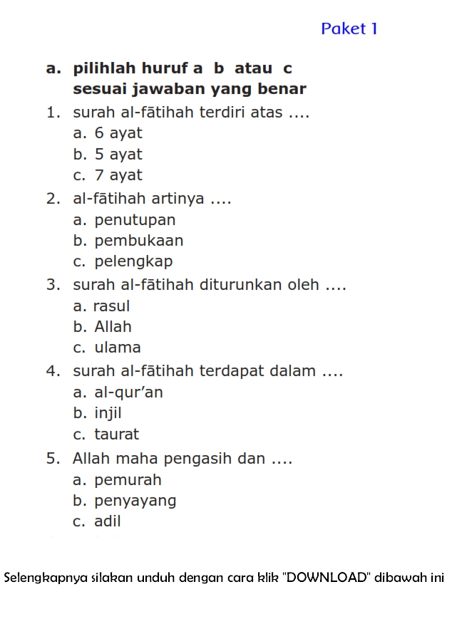 Rahasia Lulus Ujian soal agama kelas 1 sd semester 2 2019 Ternyata Sangat Mudah