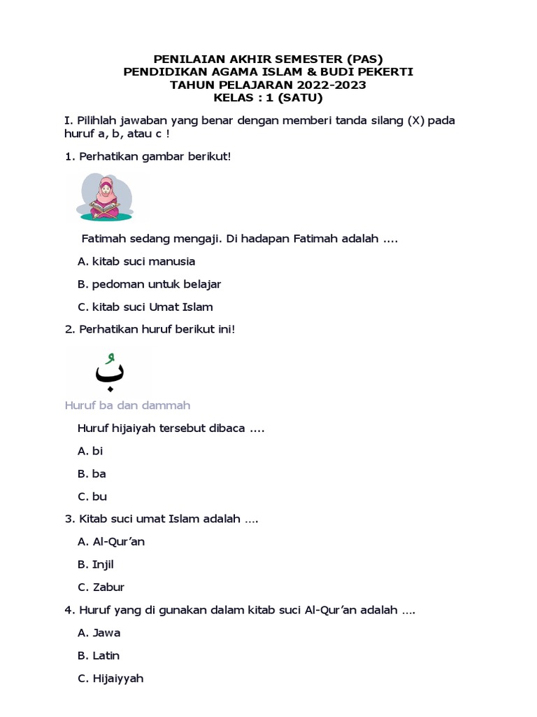 Wajib Tahu 5 Contoh Soal Agama Kelas 1 SD Bab 1 Agar Anak Langsung Bisa