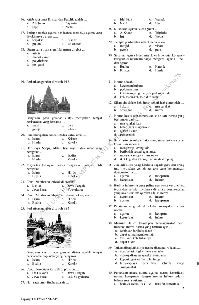 Wajib Tahu! Ini Link Download pdf soal ukk pkn kelas 7 semester 2 kurikulum 2013 Terbaru